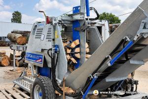 Maschine zur Verarbeitung von Buchenholz zu Kaminholz